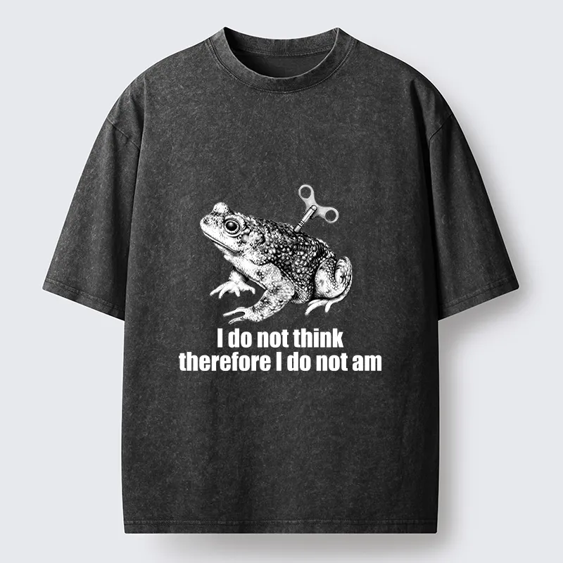 Tokyo-Tiger Funny Meme Wind Up Toad No Think No Exist Washed T-Shirt