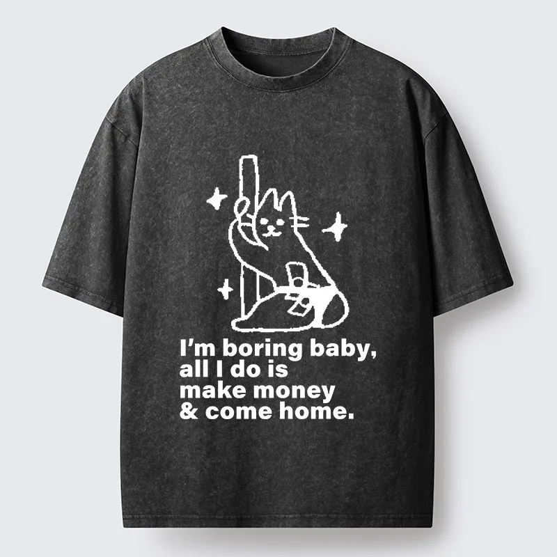 Tokyo-Tiger Cute Cat Only Makes Money Comes Home Washed T-Shirt