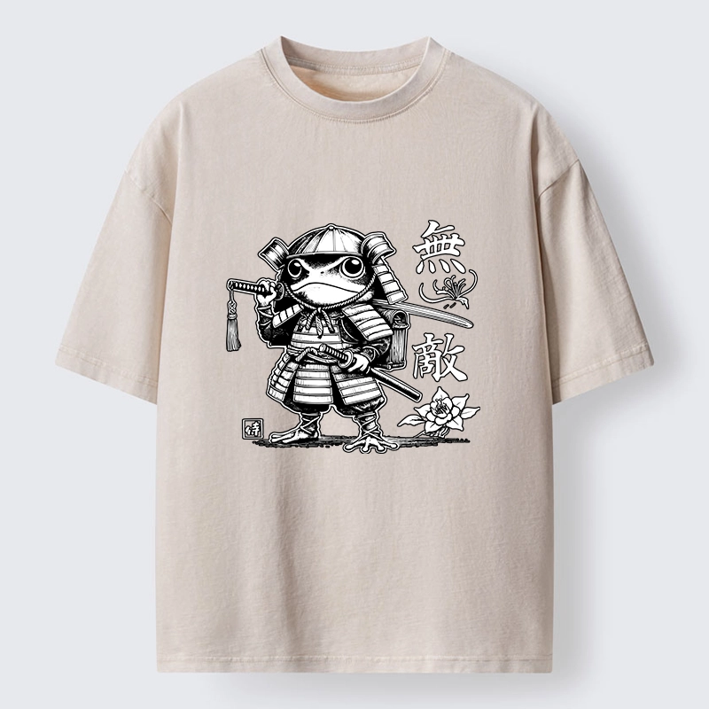 Tokyo-Tiger Samurai Frog Warrior Washed T-Shirt