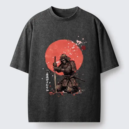 Tokyo-Tiger Sakura Samurai Traditional Japan Art Washed T-Shirt