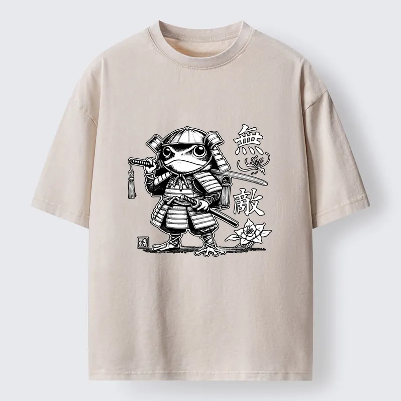 Tokyo-Tiger Samurai Frog Warrior Washed T-Shirt