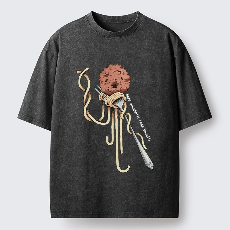 Tokyo-Tiger More Pasta Less Stress Food Lover Art Washed T-Shirt