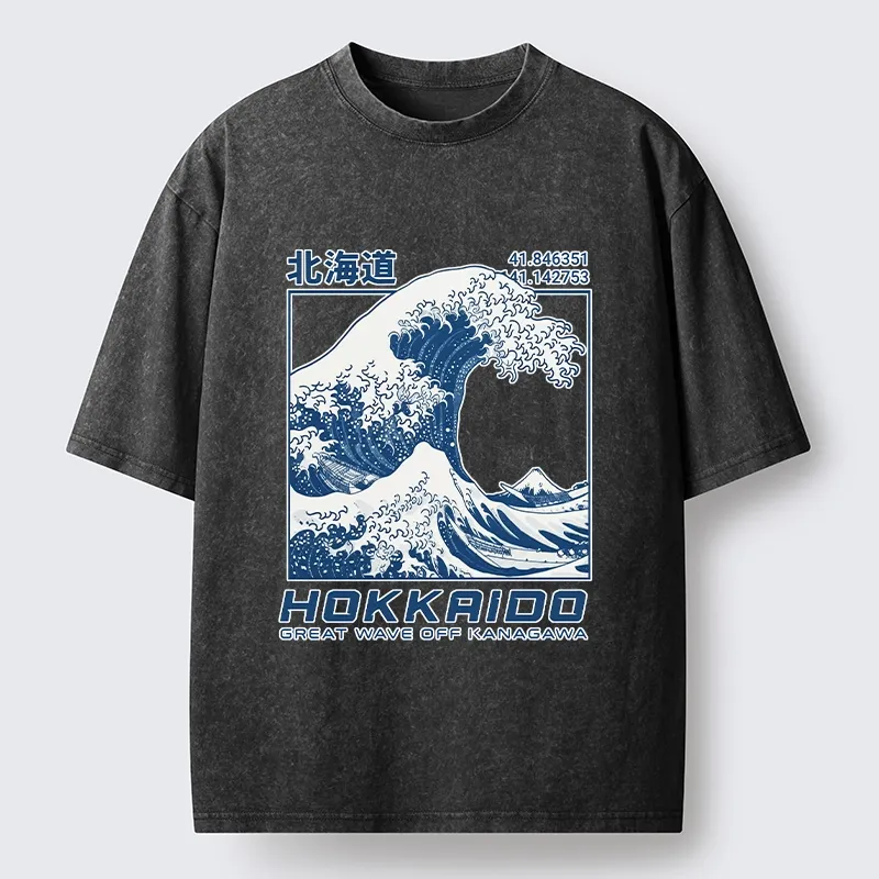 Tokyo-Tiger Hokkaido Wave Art Washed T-Shirt