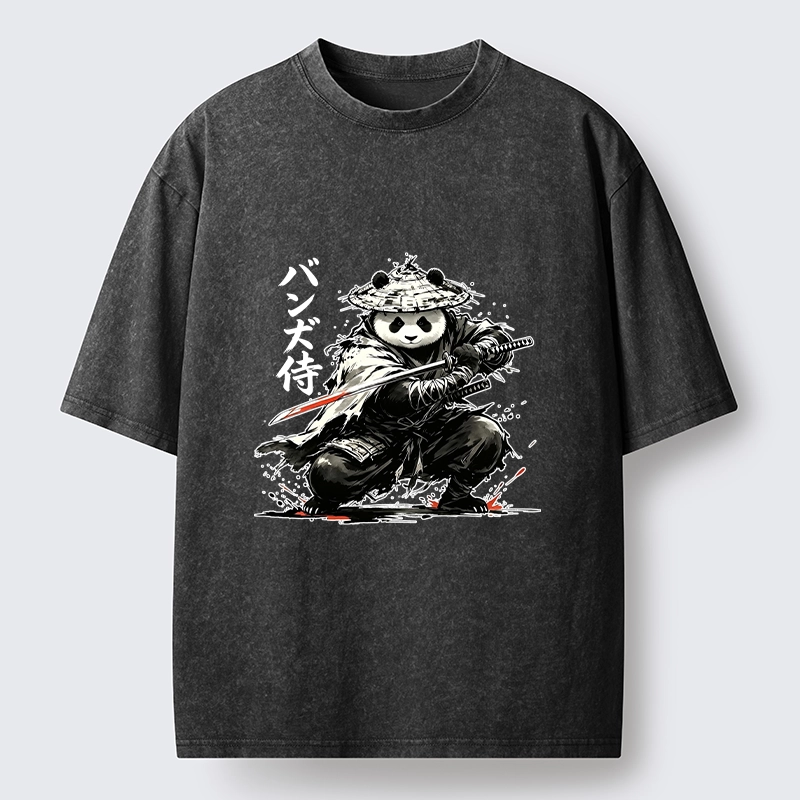 Tokyo-Tiger Panda Samurai Warrior Washed T-Shirt