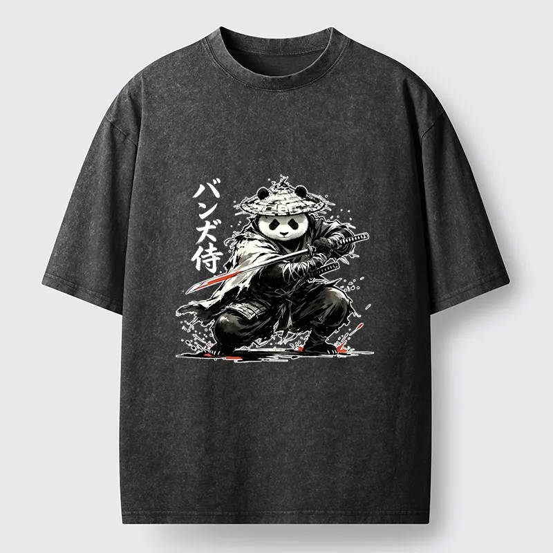 Tokyo-Tiger Panda Samurai Warrior Washed T-Shirt