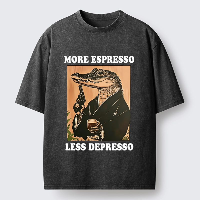 Tokyo-Tiger Coffee Mood Crocodile Washed T-Shirt