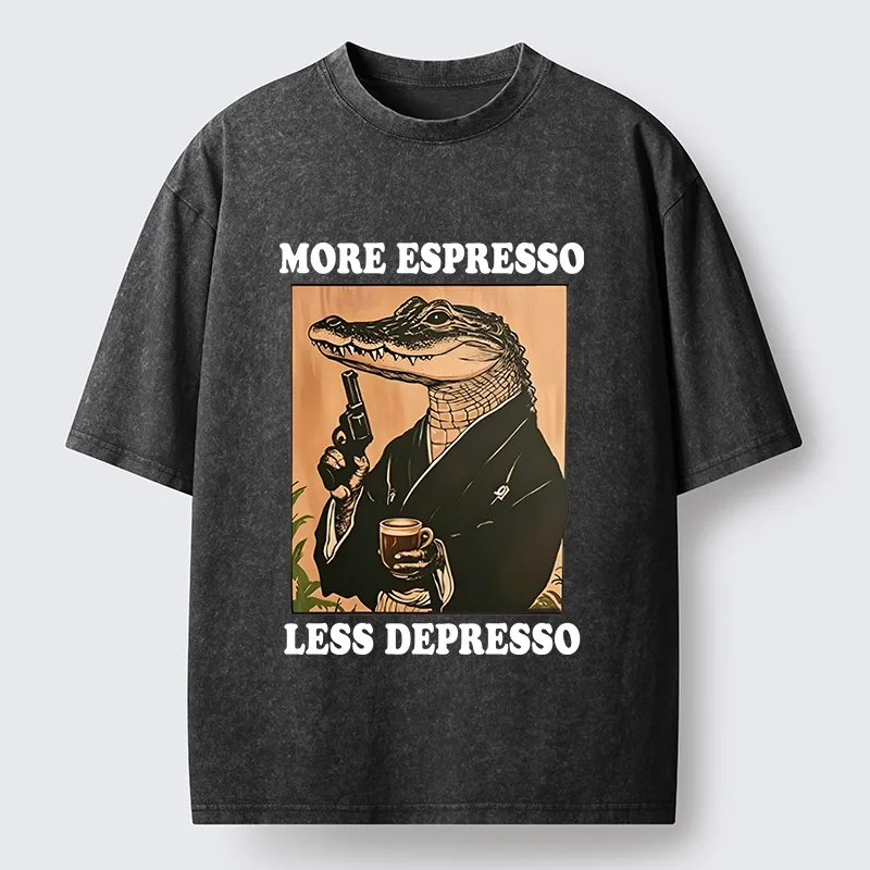 Tokyo-Tiger Coffee Mood Crocodile Washed T-Shirt