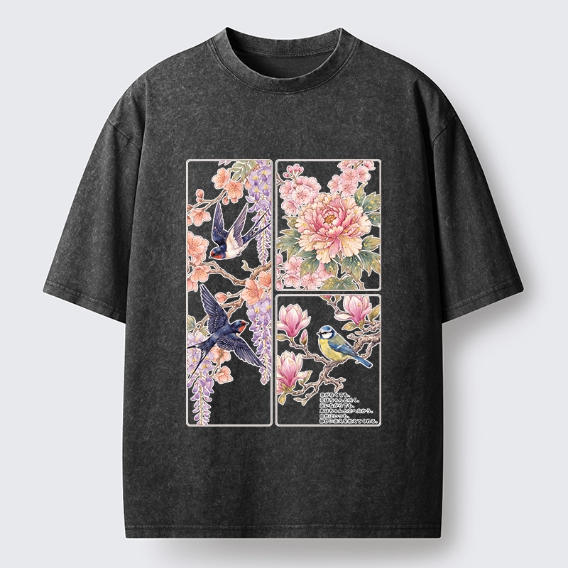 Tokyo-Tiger Spring Swallow Dance Washed T-Shirt