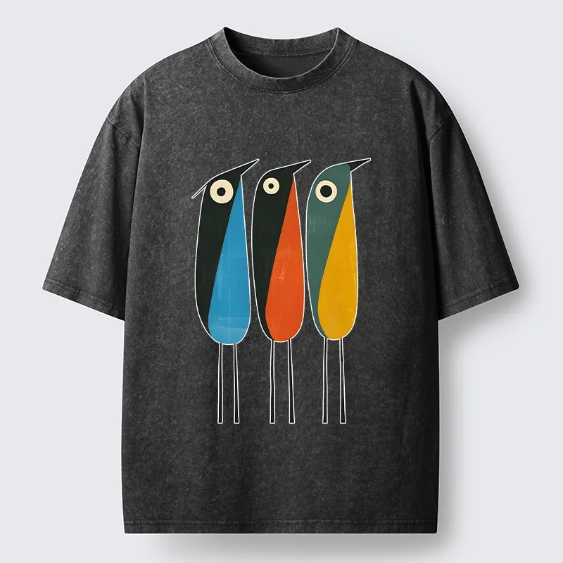 Tokyo‑Tiger Bold Shape Birds Washed T‑Shirt