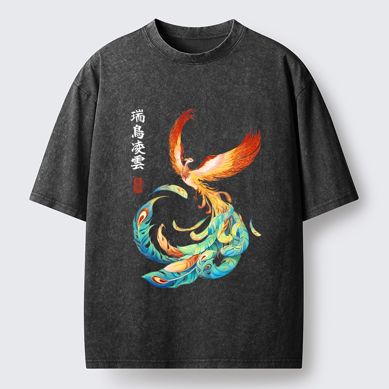 Tokyo‑Tiger Lucky Phoenix Art Washed T‑Shirt