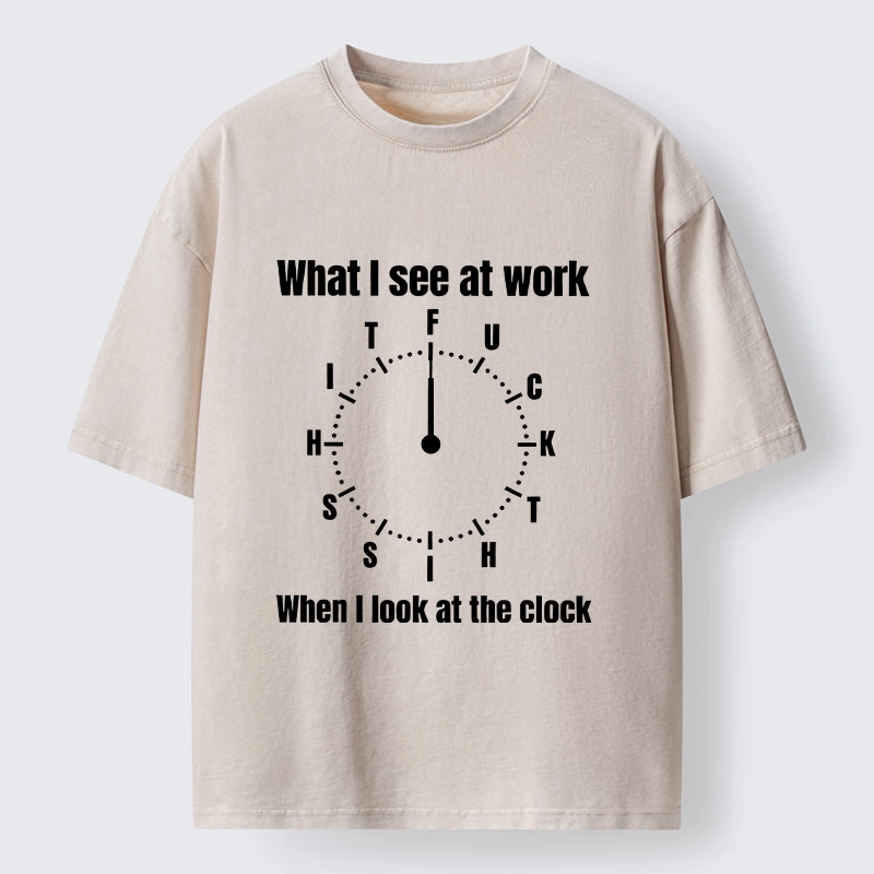 Tokyo-Tiger Funny Work Clock Frustration Washed T-Shirt