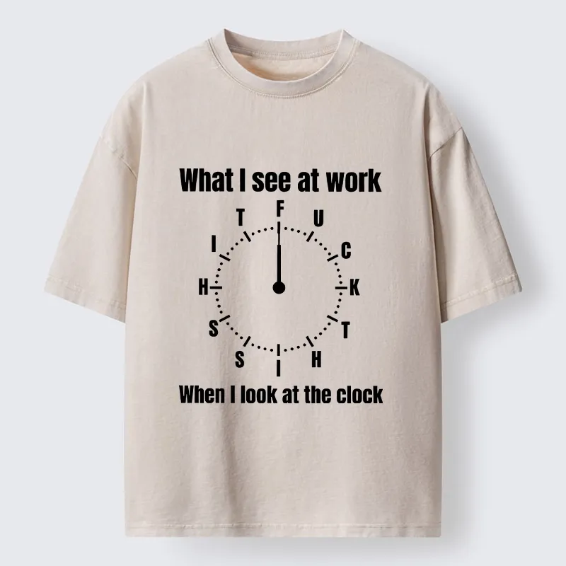 Tokyo-Tiger Funny Work Clock Frustration Washed T-Shirt