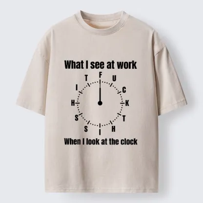 Tokyo-Tiger Funny Work Clock Frustration Washed T-Shirt