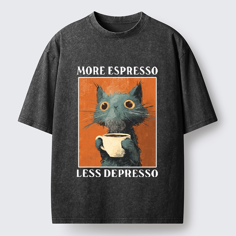 Tokyo‑Tiger Coffee Mood Cat Washed T‑Shirt