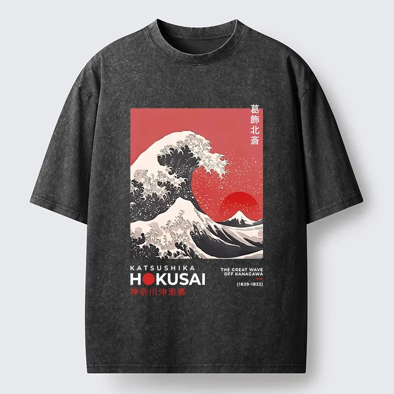 Tokyo-Tiger Mount Fuji Beneath the Wave Washed T-Shirt
