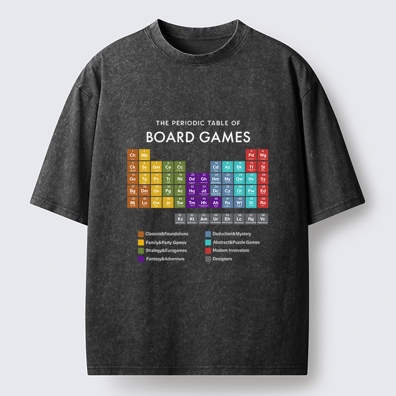 Tokyo-Tiger Periodic Table Of Elements In Board Games Washed T-Shirt