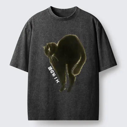 Tokyo-Tiger Cat Stretch Washed T-Shirt