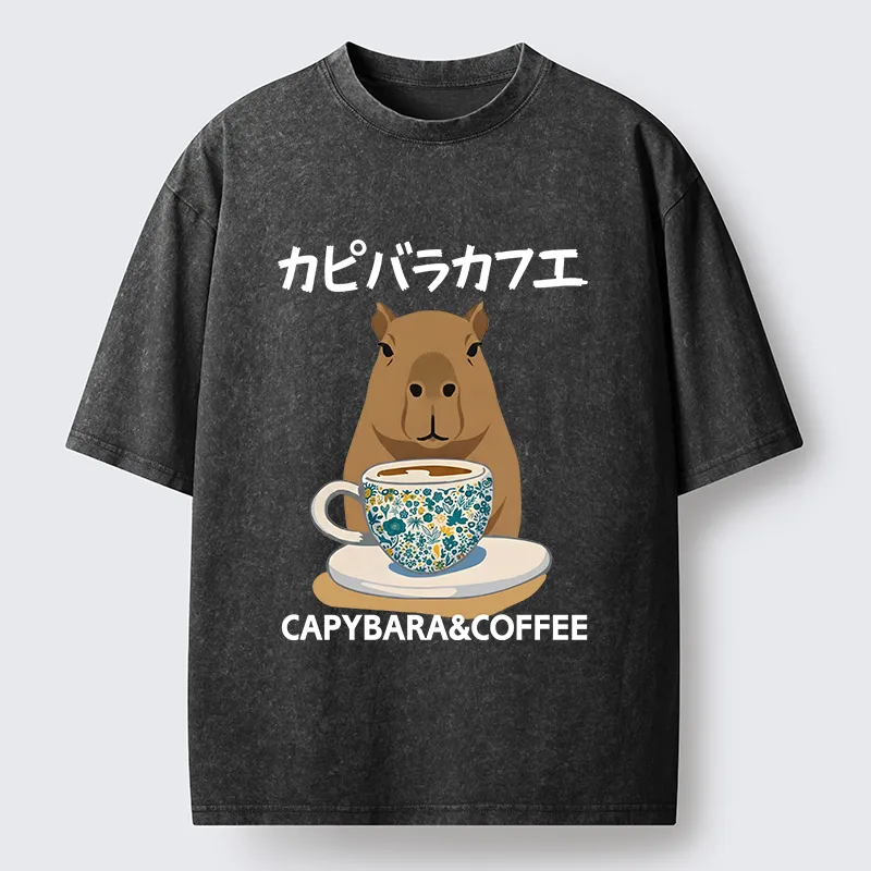 Tokyo-Tiger Drink Delicious Coffee Washed T-Shirt