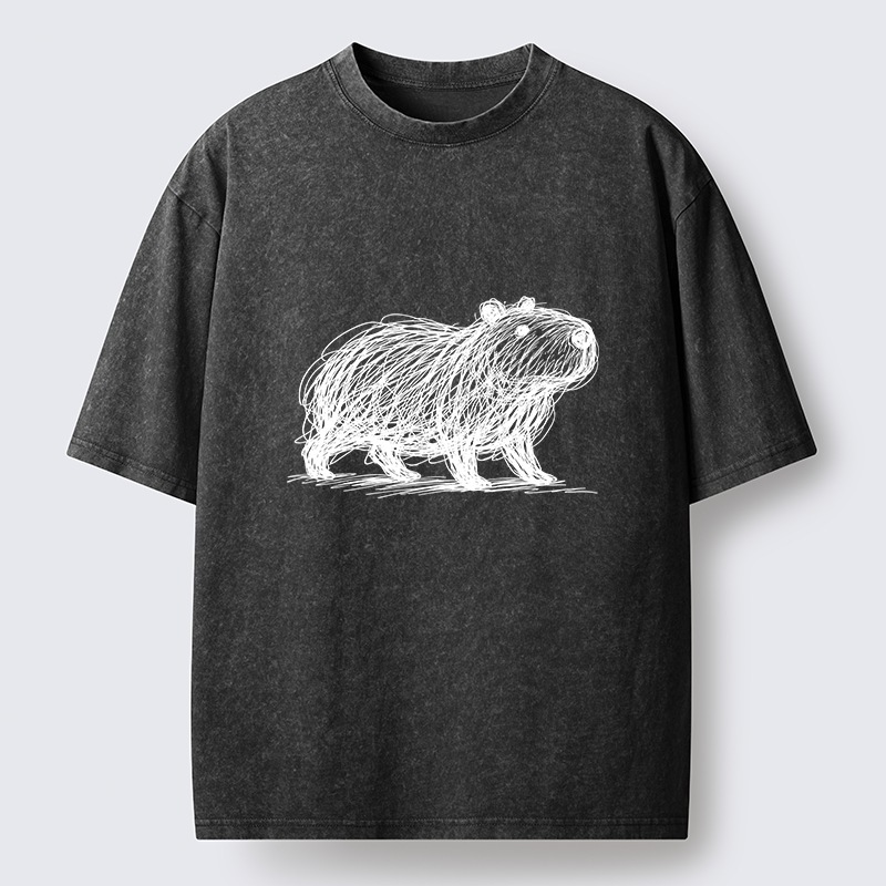 Tokyo-Tiger Minimalist Capybara Washed T-Shirt