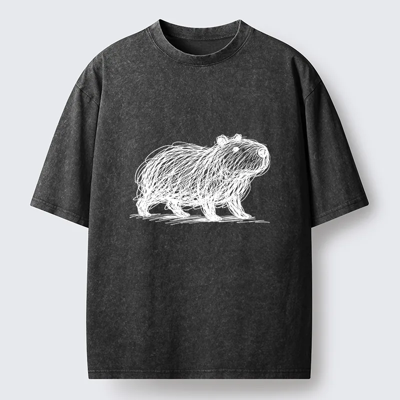 Tokyo-Tiger Minimalist Capybara Washed T-Shirt