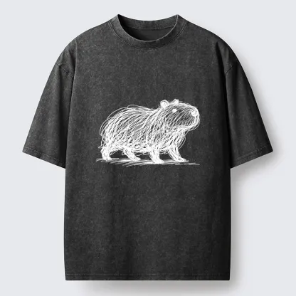 Tokyo-Tiger Minimalist Capybara Washed T-Shirt