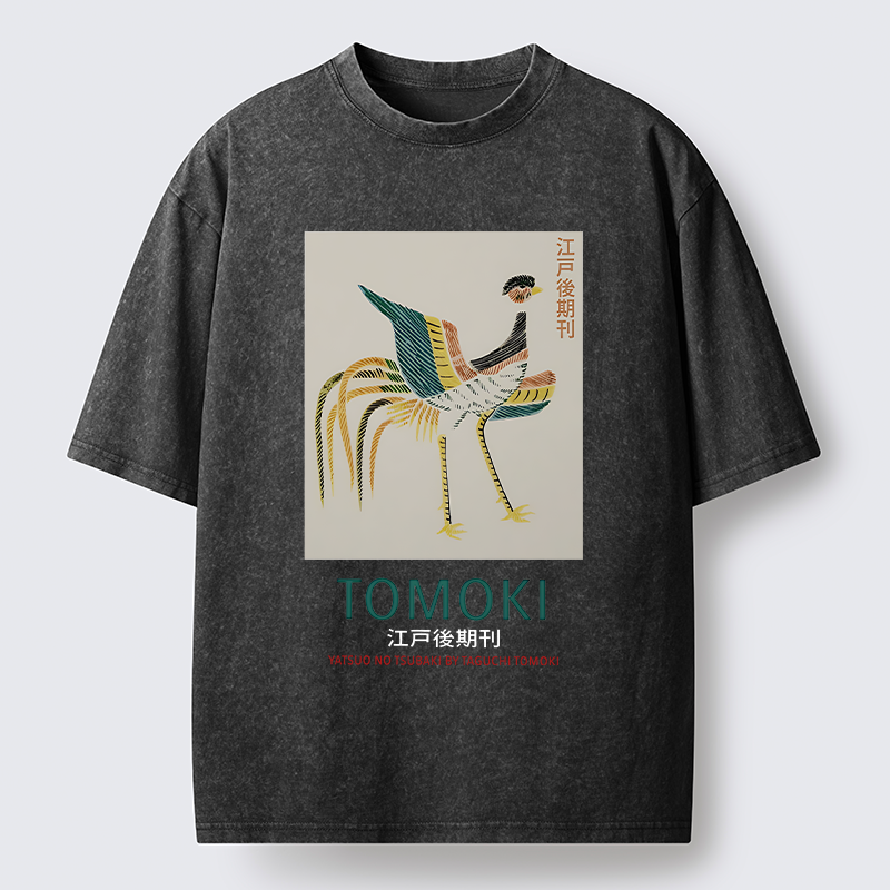 Tokyo-Tiger Japanese Divine Bird Washed T-Shirt