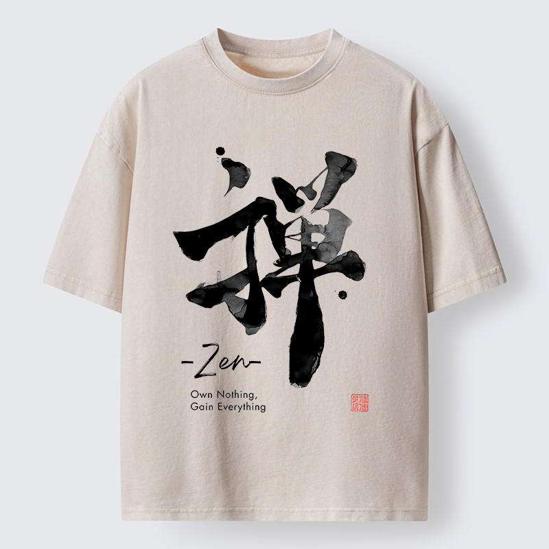 Tokyo-Tiger Zen Texts Washed T-Shirt