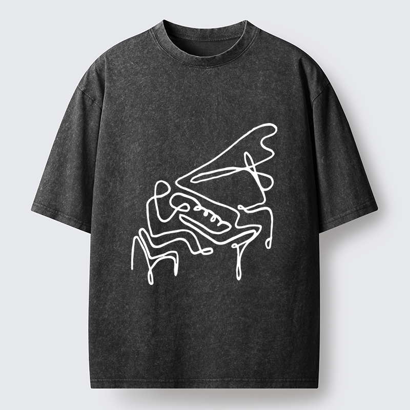 Tokyo-Tiger Minimalist Piano Washed T-Shirt