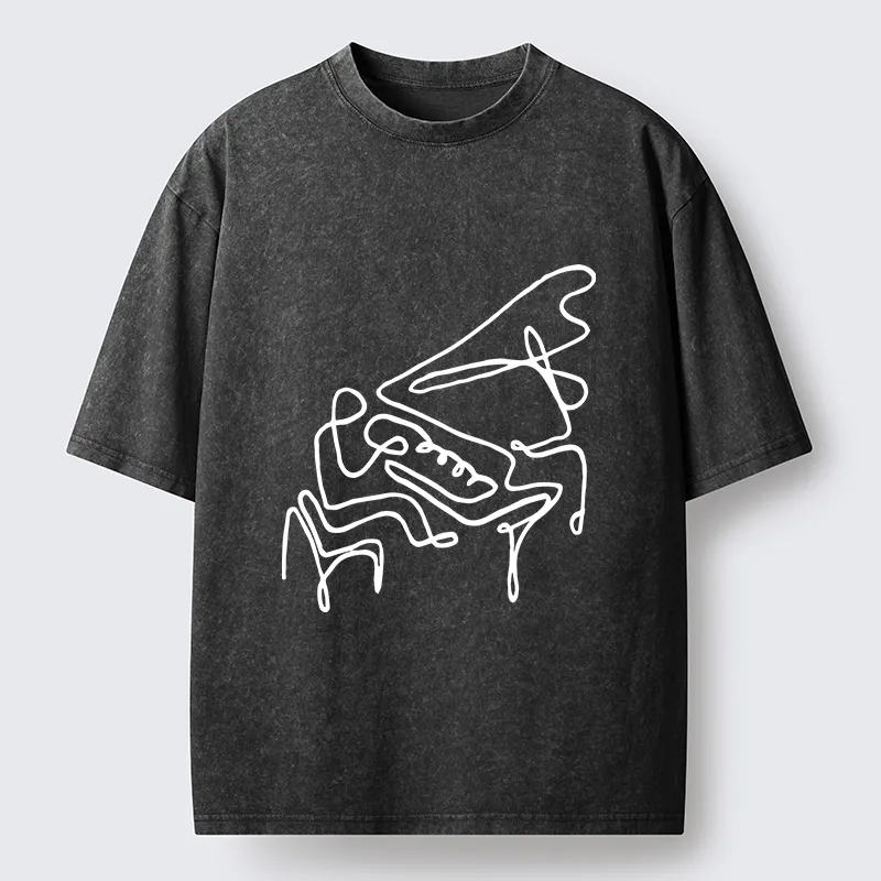 Tokyo-Tiger Minimalist Piano Washed T-Shirt