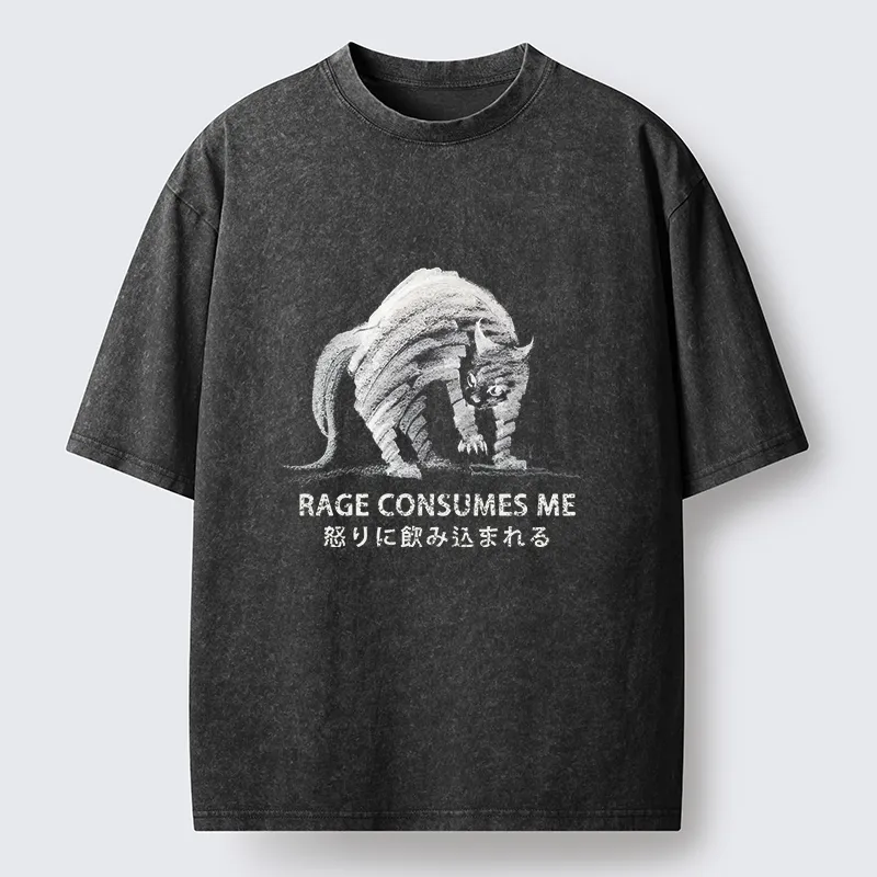 Tokyo-Tiger Rage Consumes Cat Washed T-Shirt