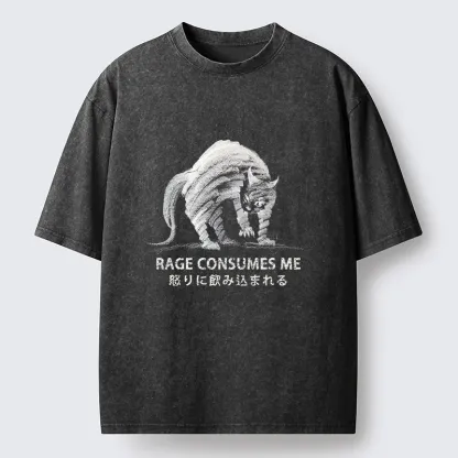 Tokyo-Tiger Rage Consumes Cat Washed T-Shirt