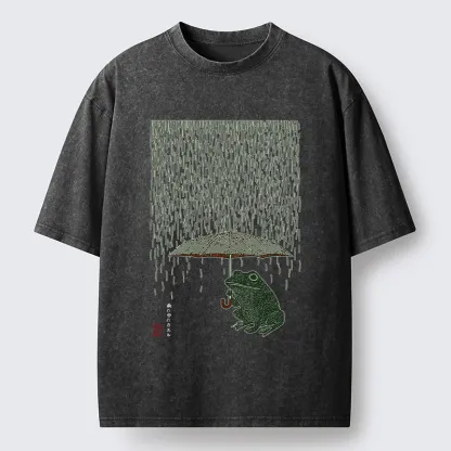 Tokyo-Tiger Frog In The Rain Washed T-Shirt