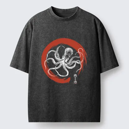 Tokyo-Tiger Zen Octopus Washed T-Shirt