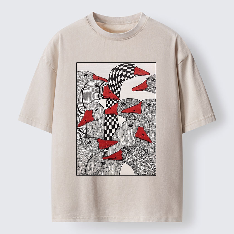 Tokyo-Tiger All Kinds Of Geese Washed T-Shirt