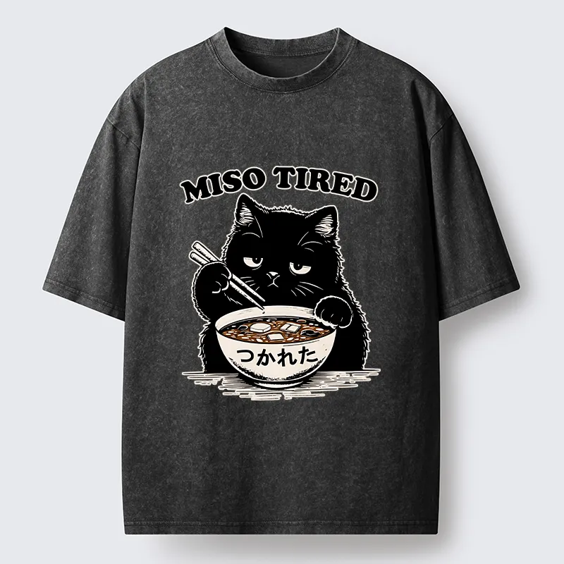 Tokyo-Tiger I Am So Tired Cat Washed T-Shirt