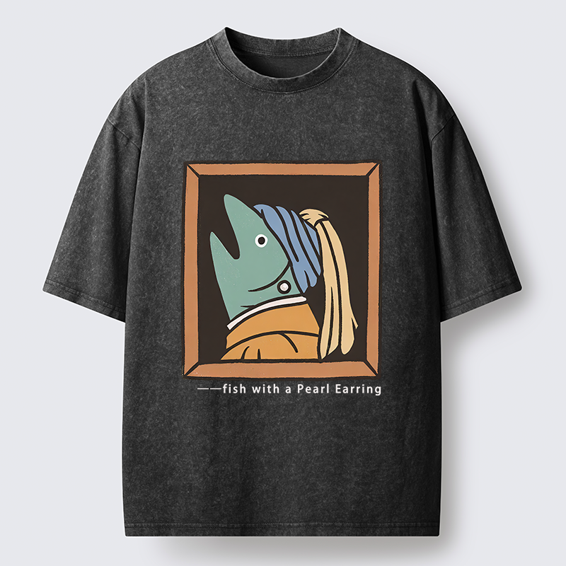 Tokyo-Tiger Fish With A Pearl Earring Washed T-Shirt