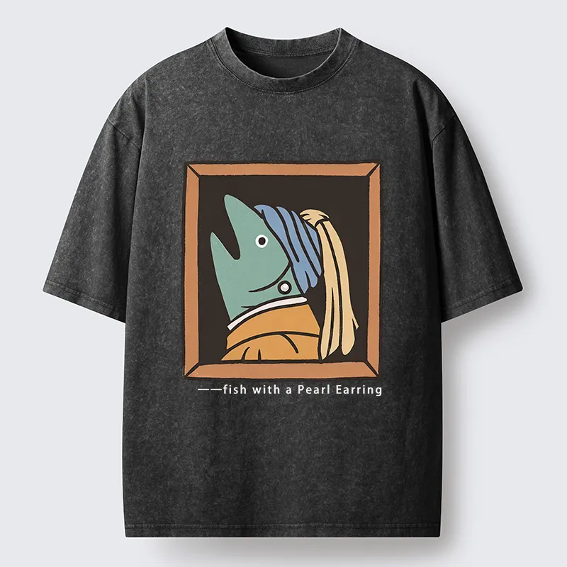 Tokyo-Tiger Fish With A Pearl Earring Washed T-Shirt