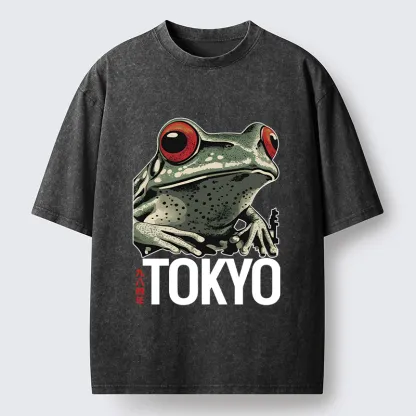 Tokyo-Tiger Retro Tokyo Frog Washed T-Shirt