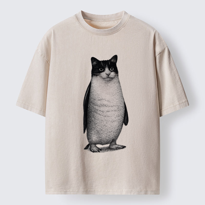 Tokyo-Tiger Penguin Cat Washed T-Shirt