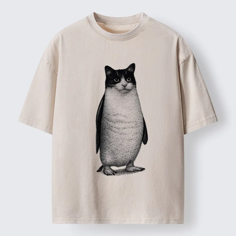 Tokyo-Tiger Penguin Cat Washed T-Shirt Sale