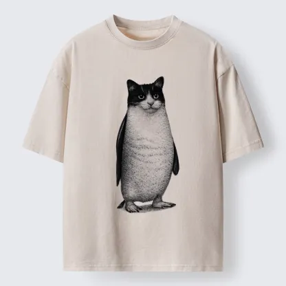 Tokyo-Tiger Penguin Cat Washed T-Shirt