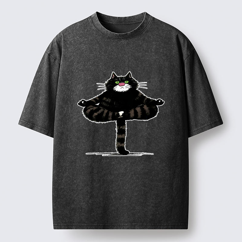 Tokyo-Tiger Cats Use Their Tails For Support Washed T-Shirt
