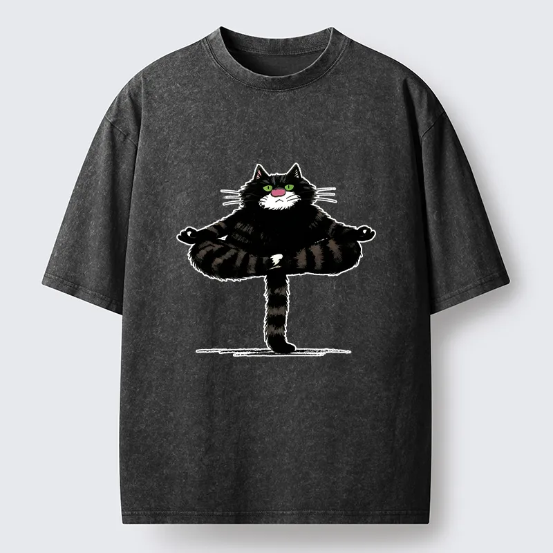 Tokyo-Tiger Cats Use Their Tails For Support Washed T-Shirt