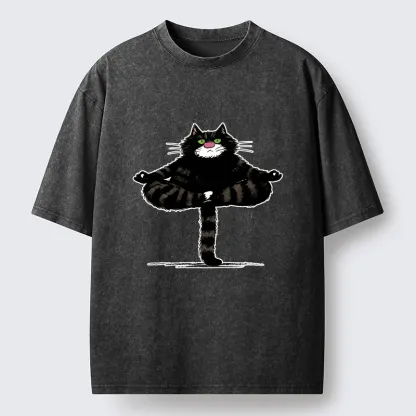 Tokyo-Tiger Cats Use Their Tails For Support Washed T-Shirt