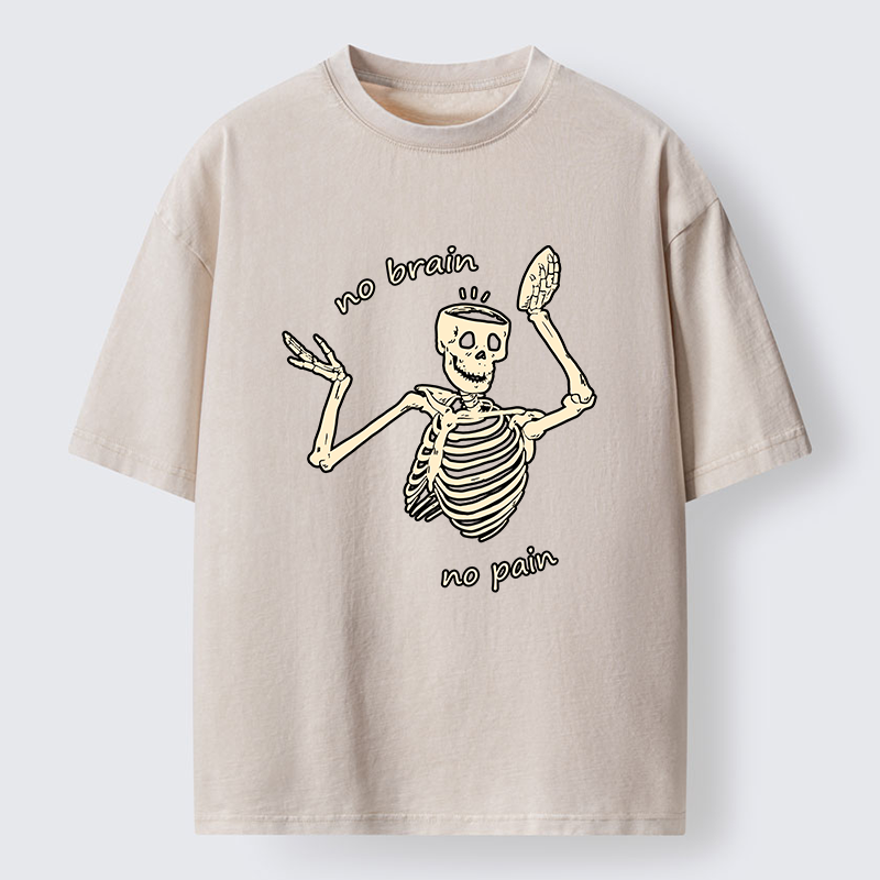 Tokyo-Tiger Skeletons Feel No Pain Washed T-Shirt
