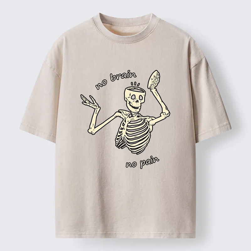 Tokyo-Tiger Skeletons Feel No Pain Washed T-Shirt