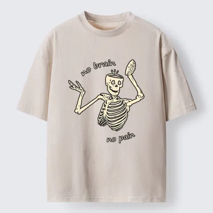 Tokyo-Tiger Skeletons Feel No Pain Washed T-Shirt