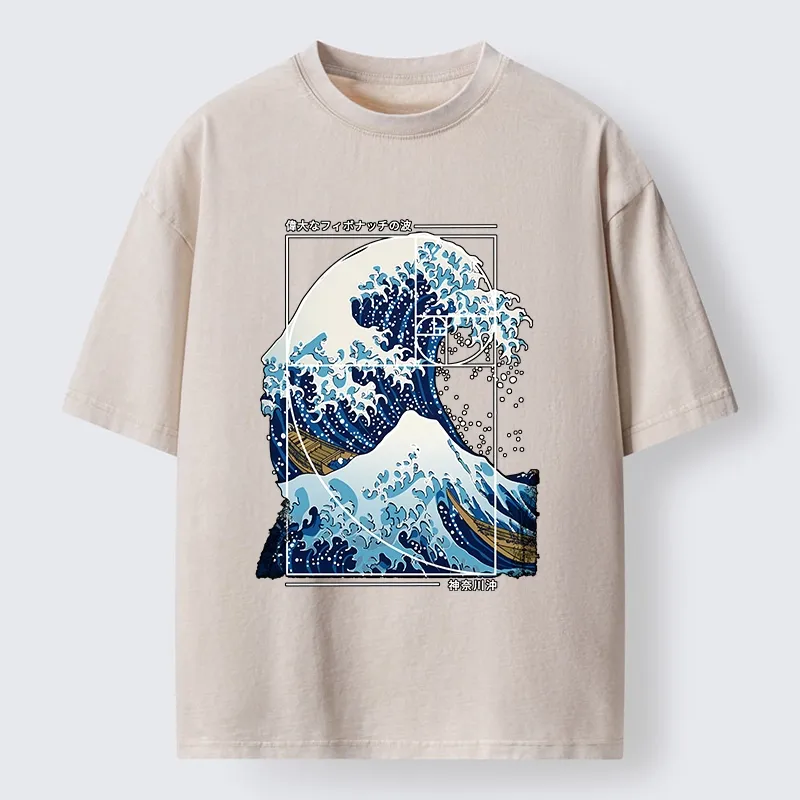 Tokyo-Tiger Golden Ratio The Great Wave Washed T-Shirt