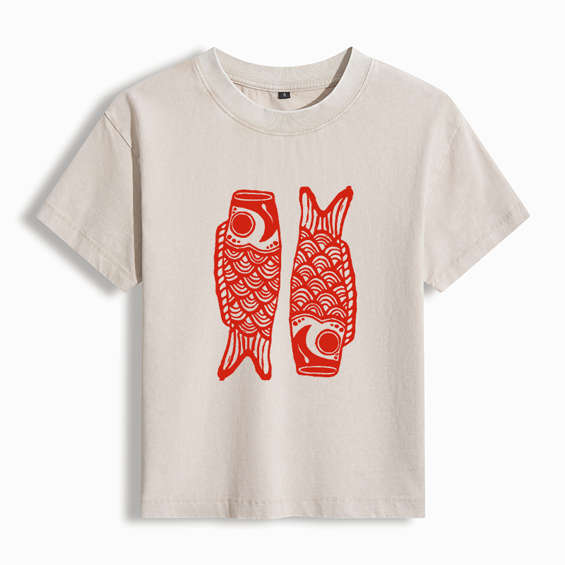 Tokyo-Tiger Retro Carp Streamer Women's Washed T-shirt