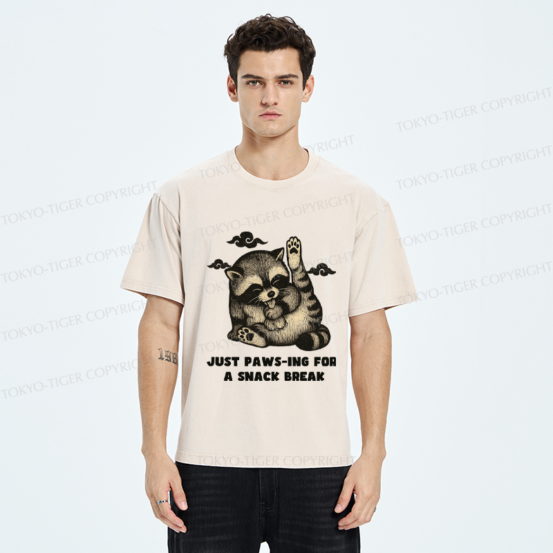 Tokyo-Tige An interesting Raccoon Washed T-Shirt